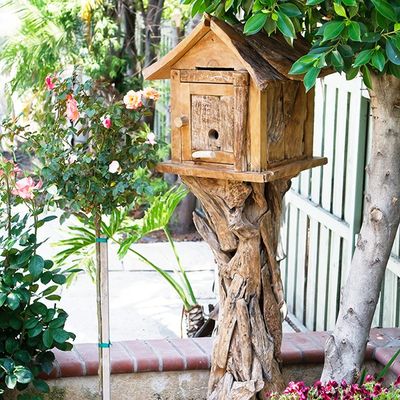 HARINI TEAK DRIFTWOOD BIRD HOUSE