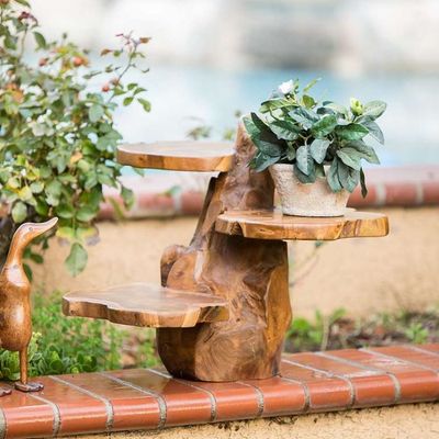 Teak 3 Tier Flower Stand 24"