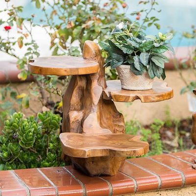 Teak 3 Tier Flower Stand 24"