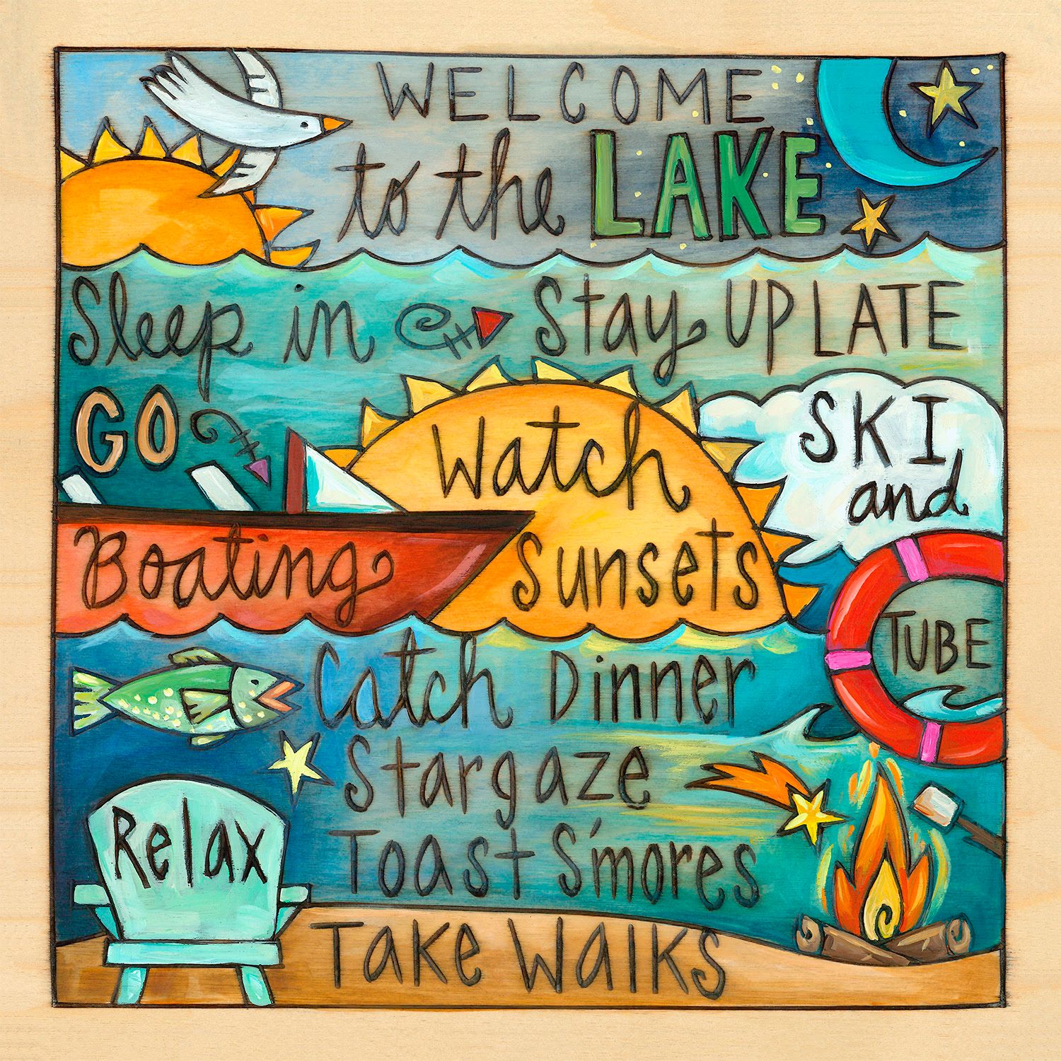 Better on a Boat Wood Wall Plaque 9" x 9"