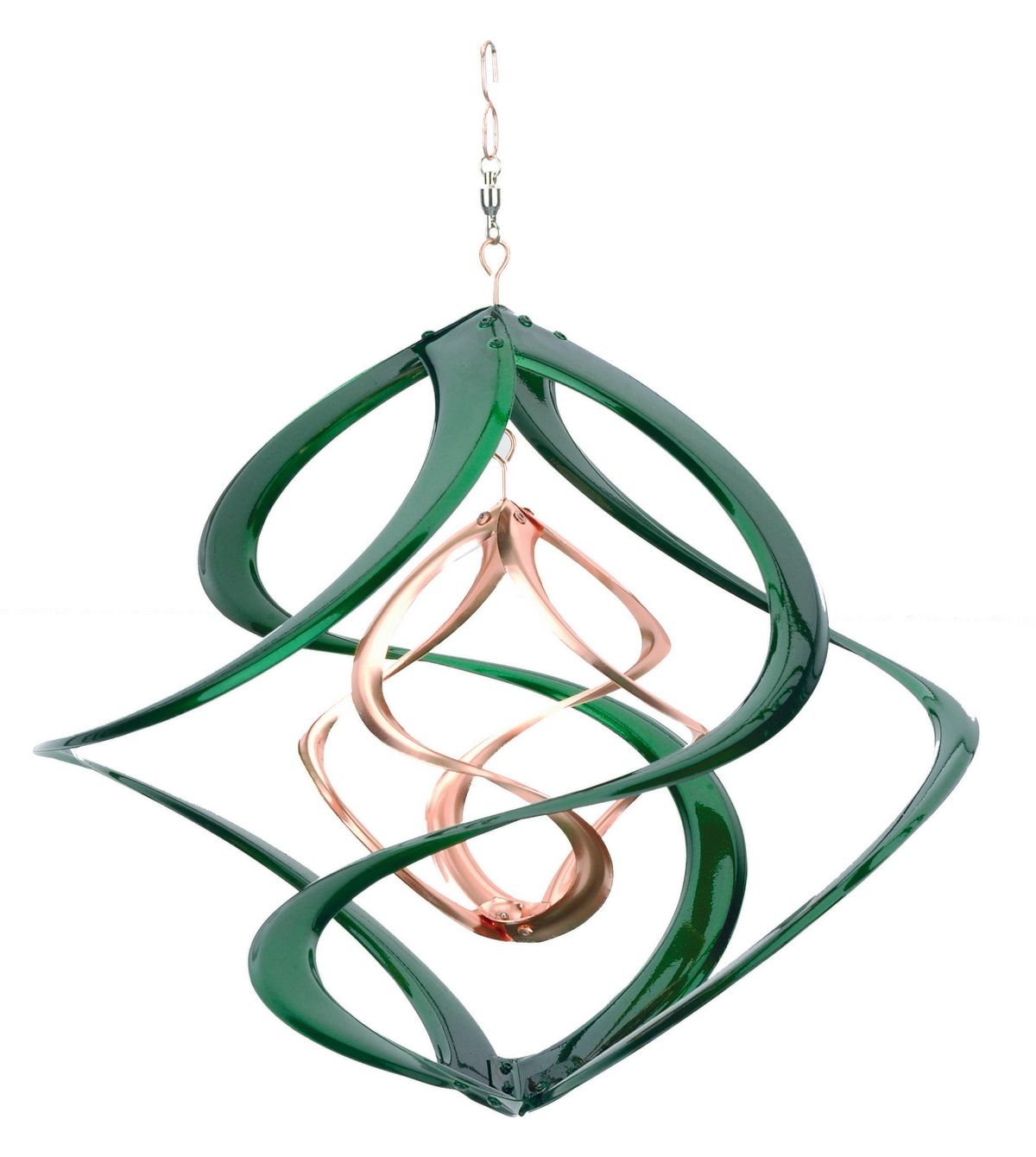 14" Green &amp; Copper Cosmix Hanging Wind Spinner