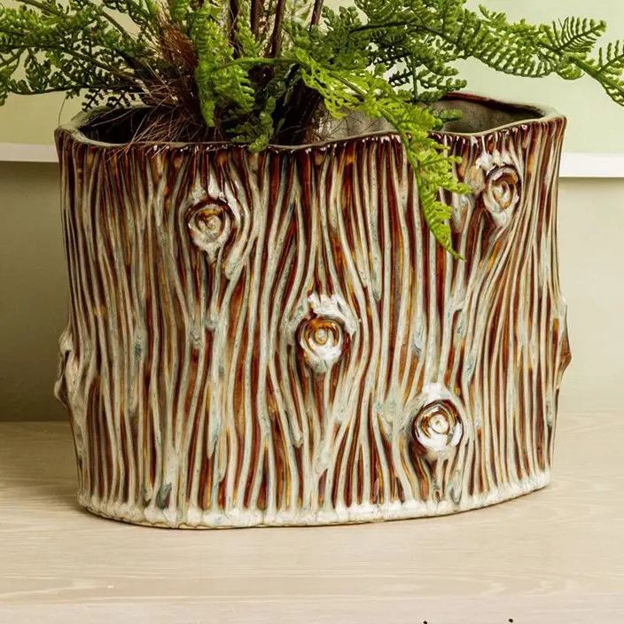 Faux Tree Stump Planter
