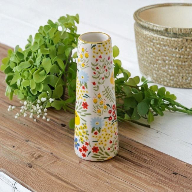 SCATTERED PETALS BUD VASE -, Style: MULTI FLORAL (7")