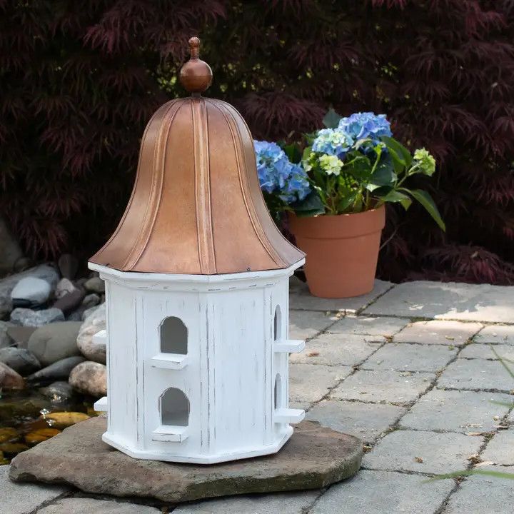 Birdhouse with Copper Tone Roof, Indoor Decorative Accent