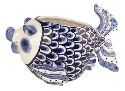 FISH PLANTER BLUE AND WHITE
