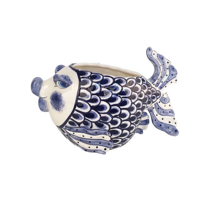 FISH PLANTER BLUE AND WHITE