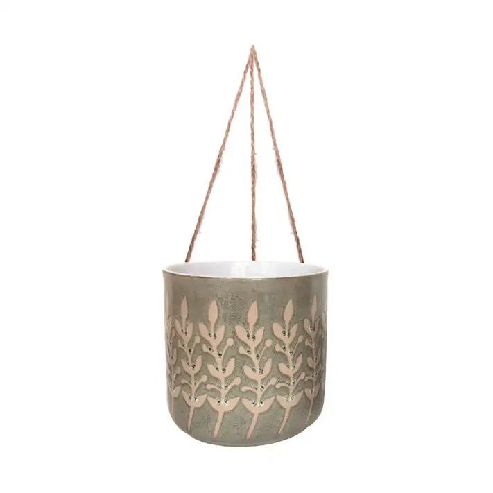 HANGING RUSTED LEAVES 5in FLOWER POT