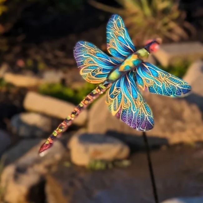 SMALL DRAGONFLY STAKE, Color: PURPLE/BLUE