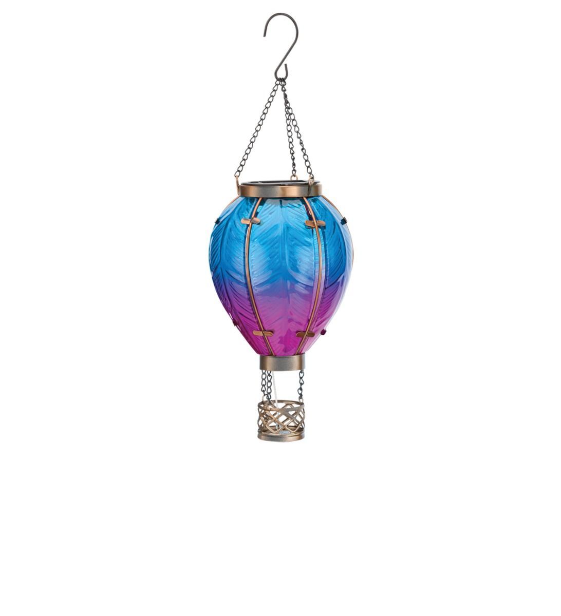 HOT AIR BALLOON SOLAR LANTERN BLUE SMALL