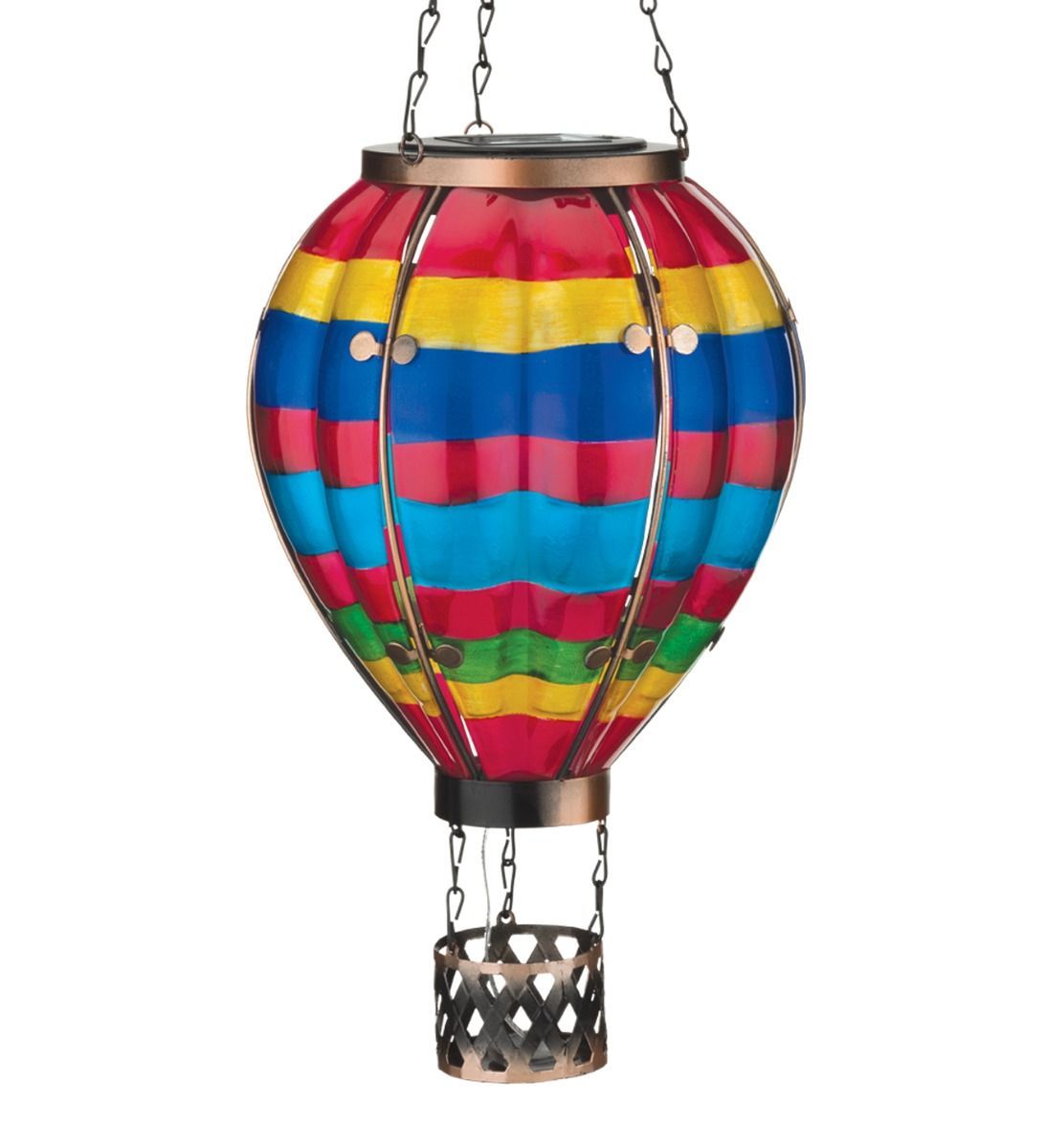 HOT AIR BALLOON SOLAR LANTERN MULTI STRIPE LARGE