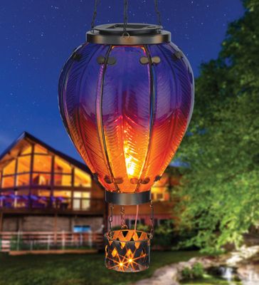 HOT AIR BALLOON SOLAR LANTERN PURPLE LARGE