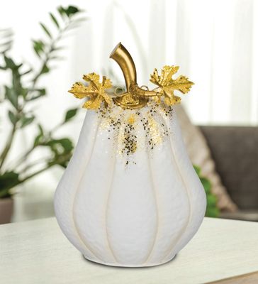GILDED PUMPKIN DECOR - WHITE