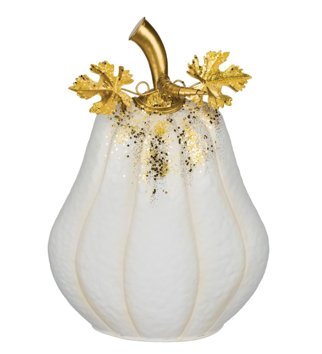 GILDED PUMPKIN DECOR - WHITE
