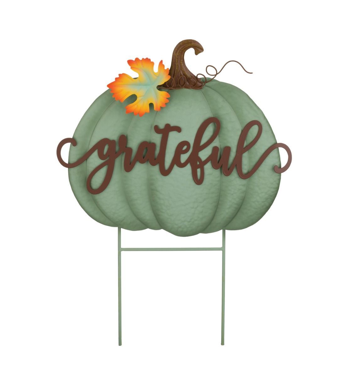 Harvest Green Pumpkin Stake - Grateful