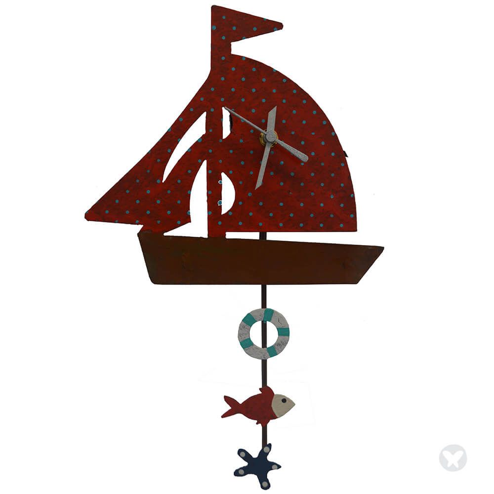 Boat Wall Clock - Red