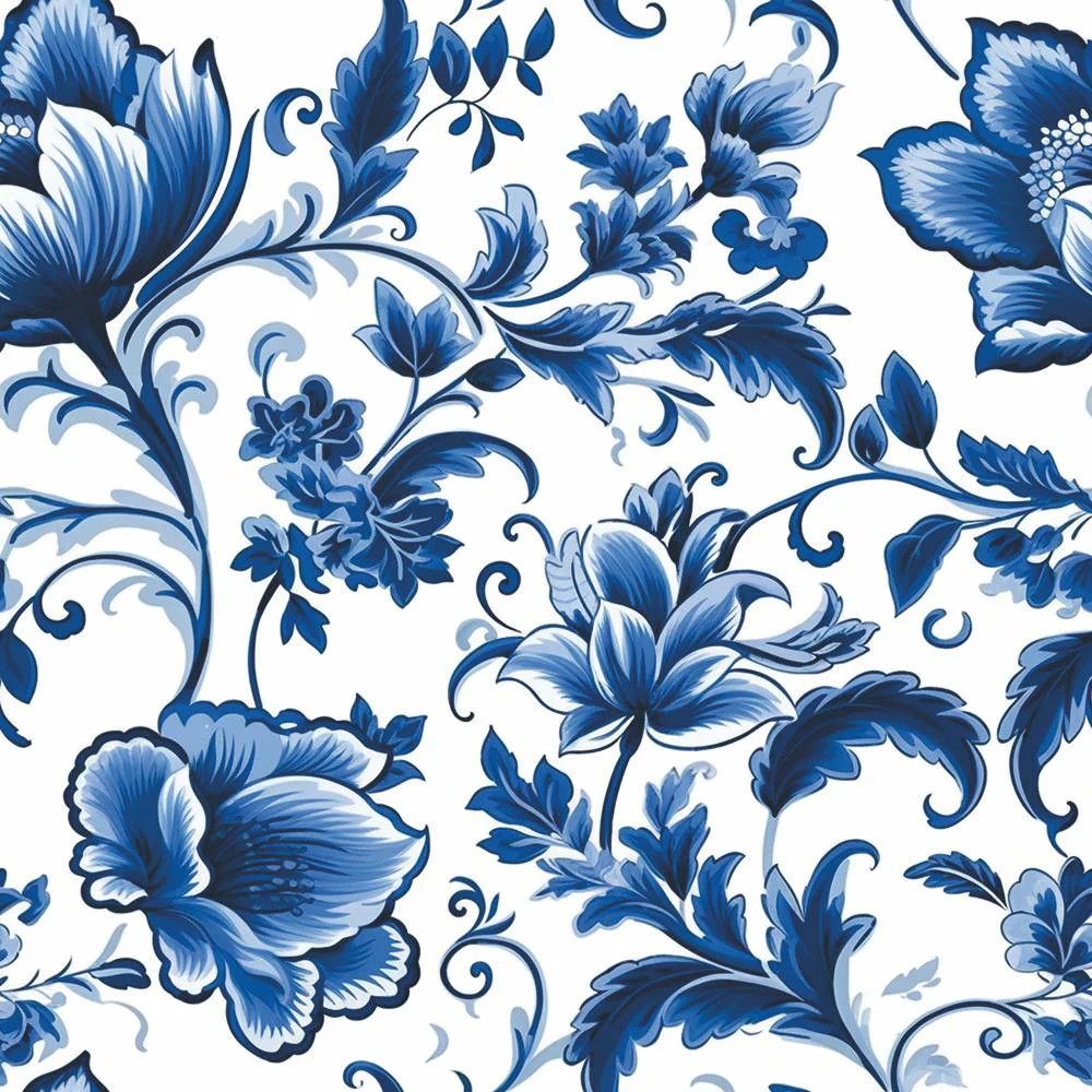 Delft Blue Florals • Beverage Napkin