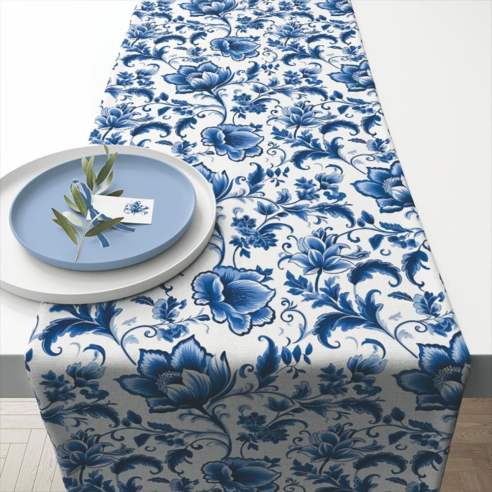 Delft Blue Florals • Table Runner