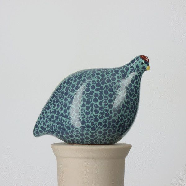 CERAMIC QUAIL  -  BLUE SPOTTED TURQUOISE SMALL
