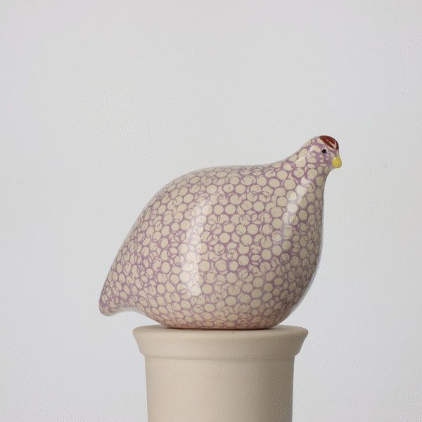 CERAMIC QUAIL  -  WHITE SPOTTED MAUVE SMALL
