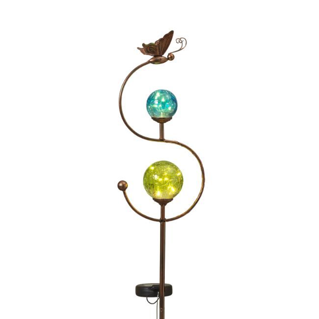 SOLAR LIGHTED GARDEN STAKE WITH  BUTTERFLY TOP # 6390
