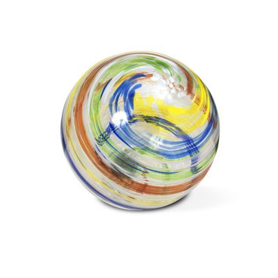 10"D White Kaleidoscope Swirl Design Glass Gazing Ball