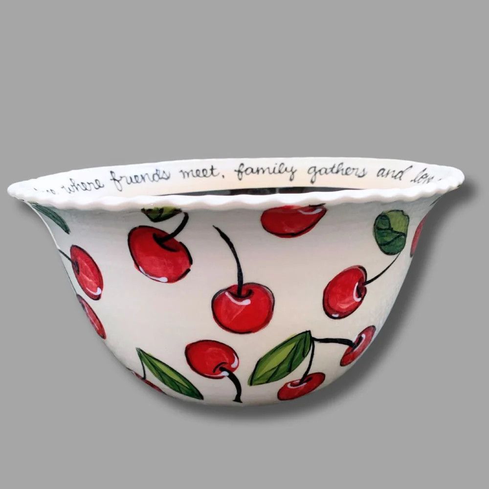 Cherry blessing bowl displaying full inspirational message around the rim.