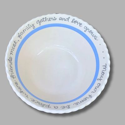 Top view of Lakeshore blessing bowl showing interior blessing message around rim.