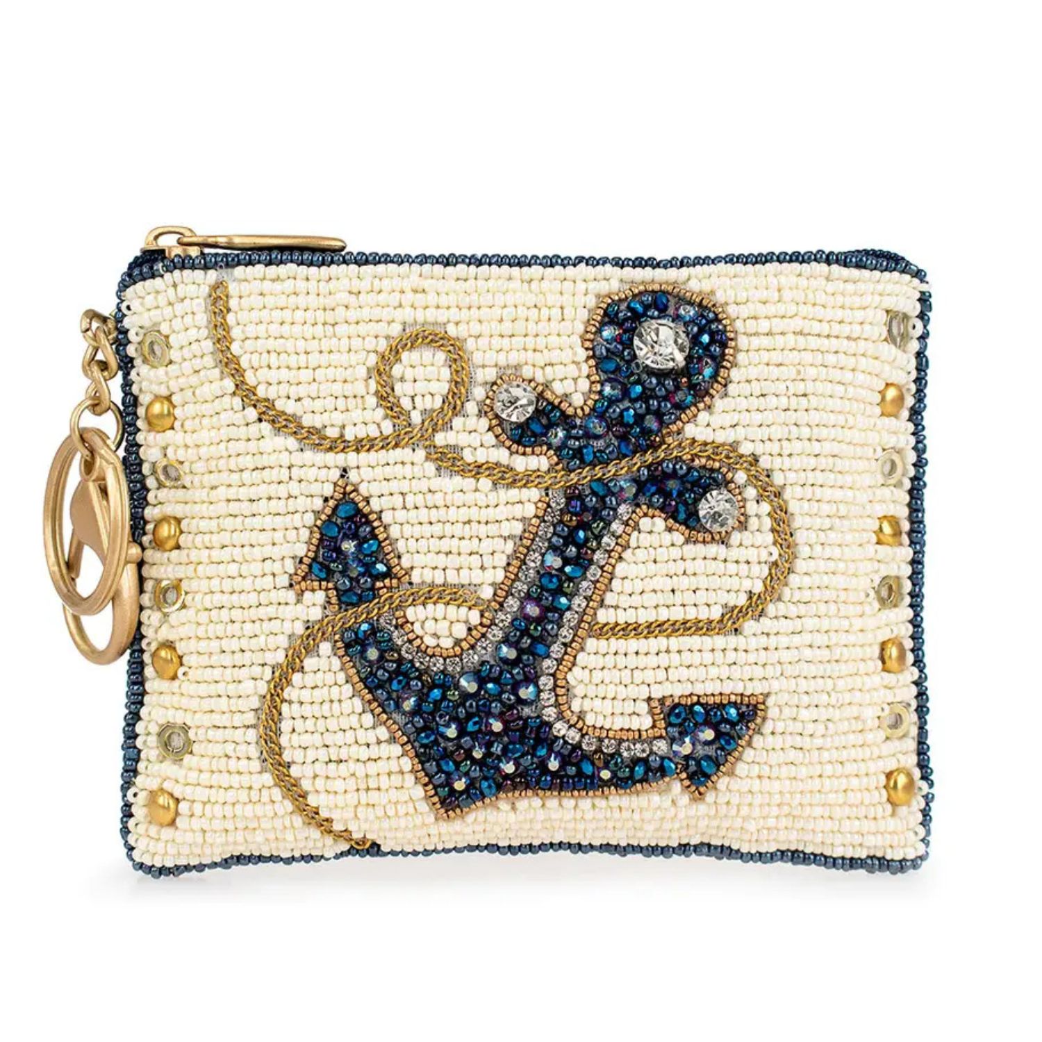 Hooked Up Beaded Blue Anchor Sailor's Coin Purse