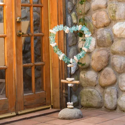 21659 Glass Heart Garden Stand - Small