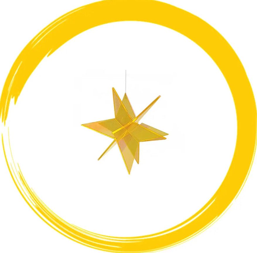GLOWING ACRYLIC 3D HANGING STAR, Color: YELLOW, Size: SMALL