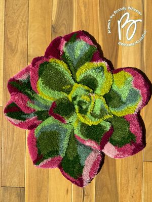 Succulent Rose Tufted Rug Wall Hanging