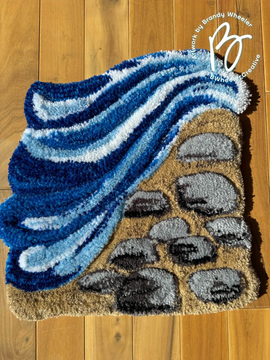 Waves Crash Tufted Rug Wall Hanging