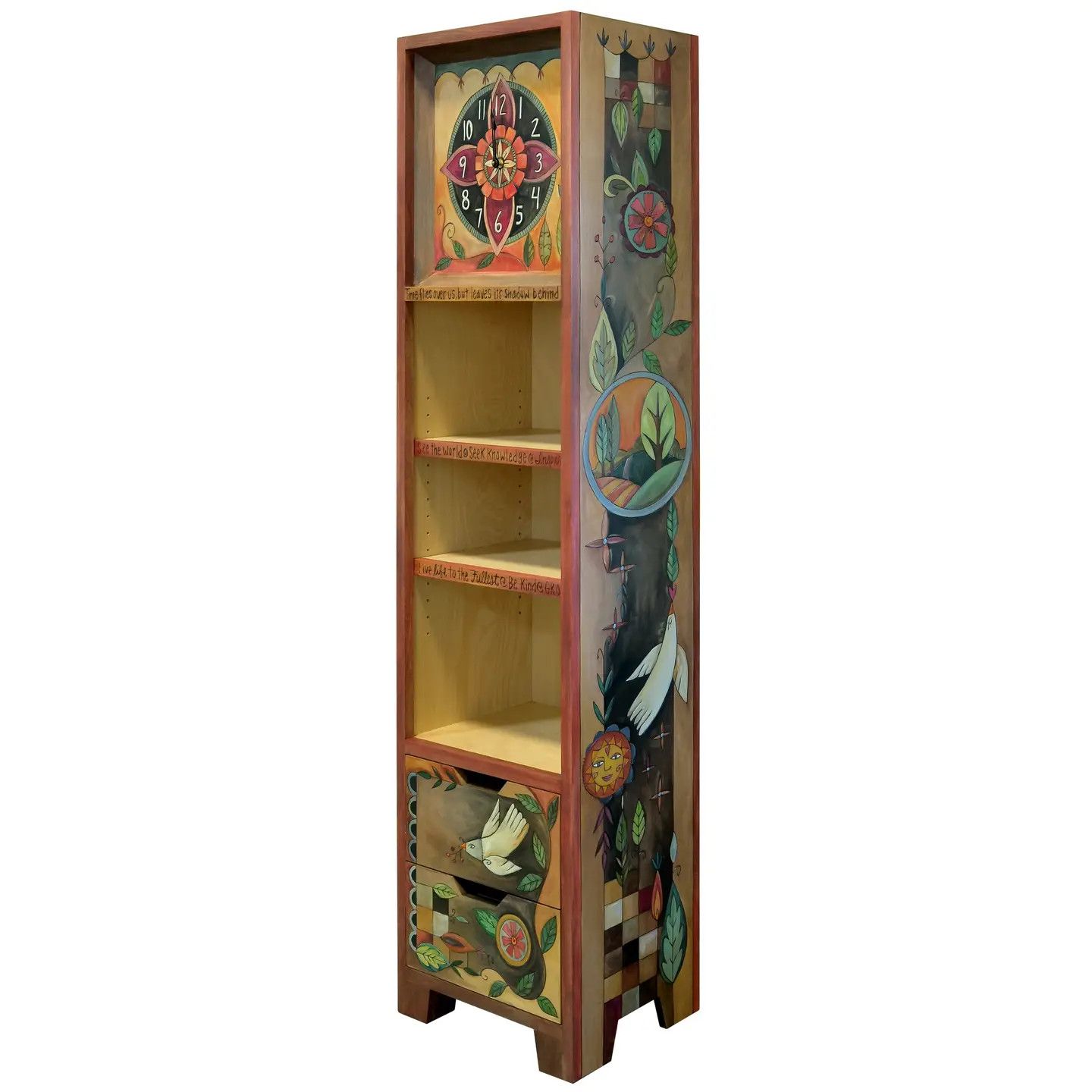 Handmade Contemporary Bookcase with Clock