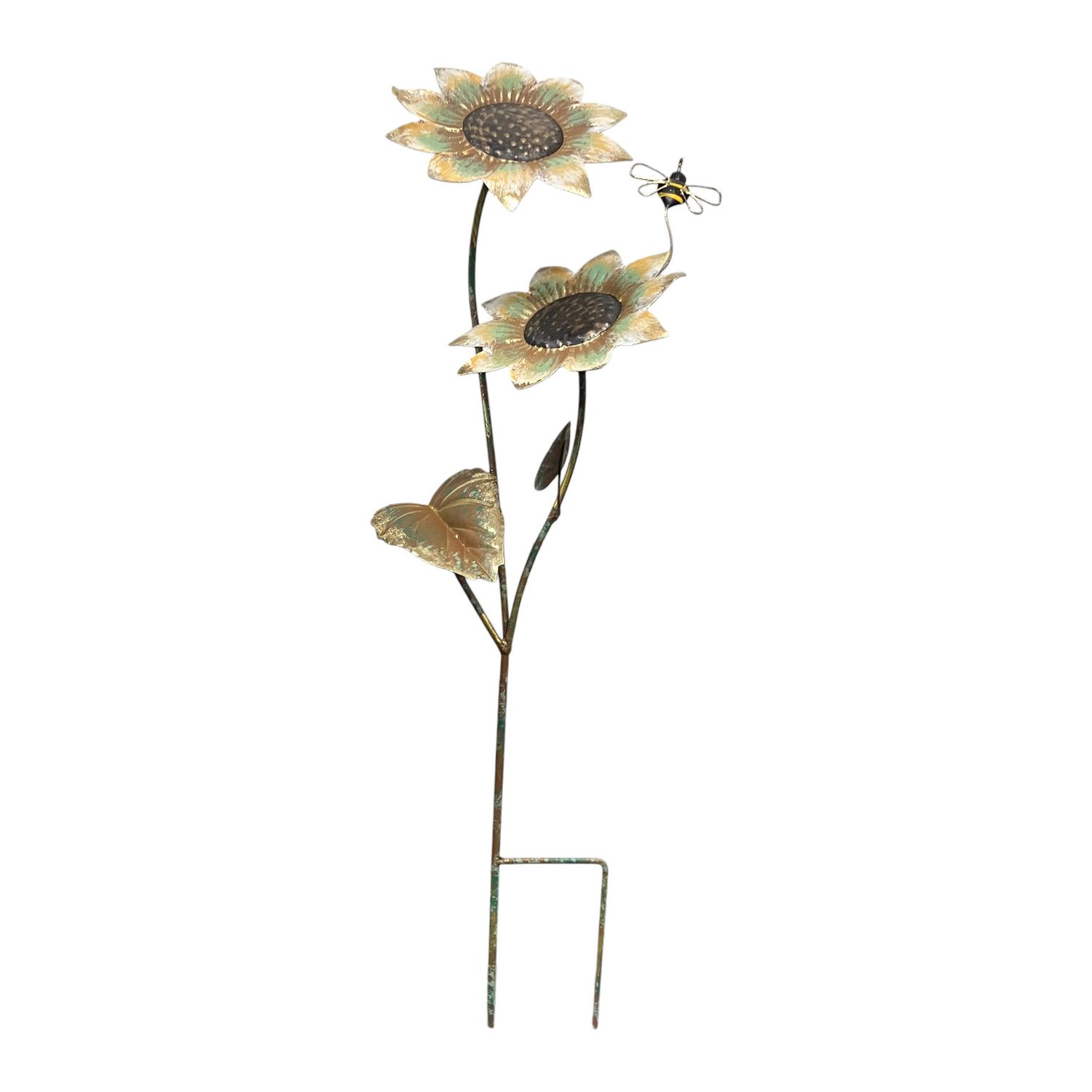 Rustic Metal Sunflowers w/ Bumblebee Garden Stake