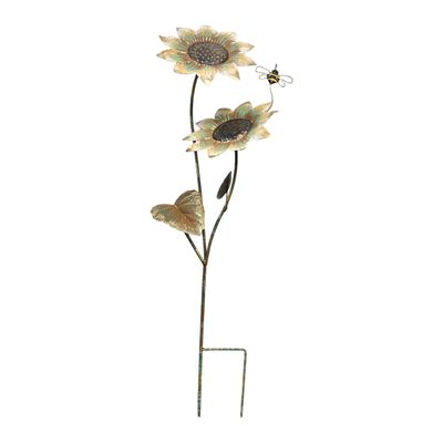 Rustic Metal Sunflowers w/ Bumblebee Garden Stake