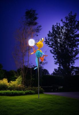 Colorful Metal Frog with a Solar Light Bubble - Yellow