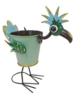 Colorful Metal Bird Planter - Toucan