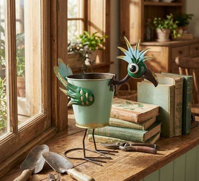 Colorful Metal Bird Planter - Toucan