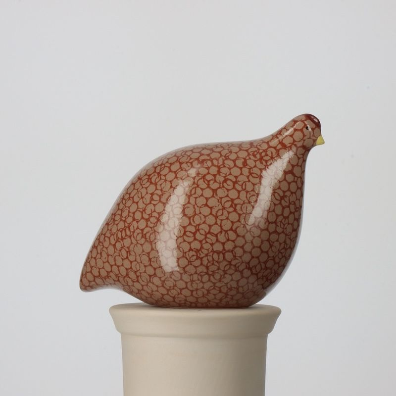 CERAMIC QUAIL  -  BEIGE SPOTTED RED SMALL