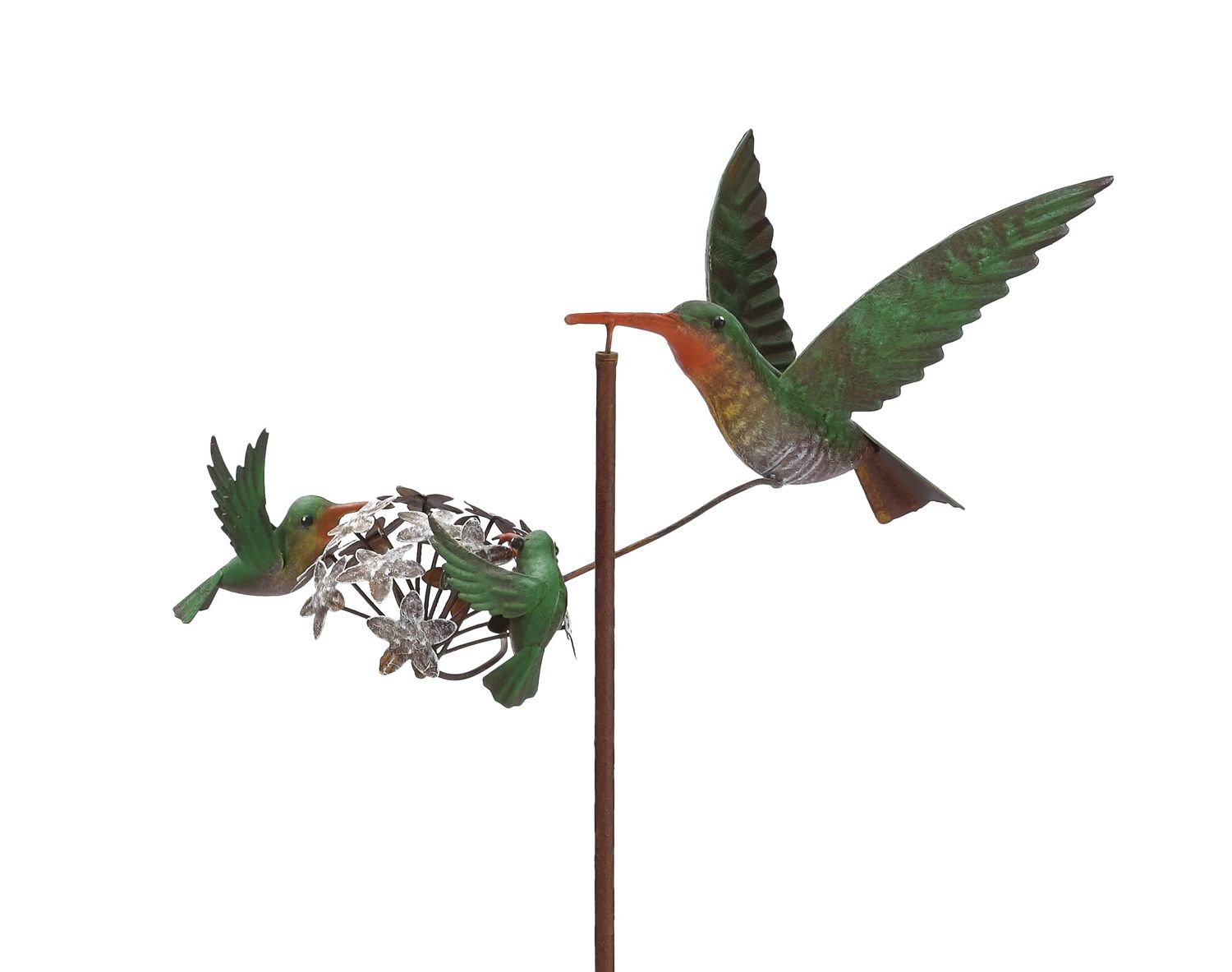 18"x9"x50"H Metal Balancer Stake - Hummingbirds