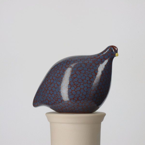 CERAMIC QUAIL  -  ELECTRIC BLUE SPOTTED RED SMALL