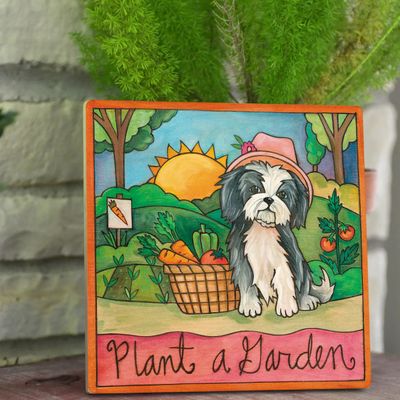 Shih Tzu Dog Wall Plaque 9x9 | "Coco" | Plant a Garden
