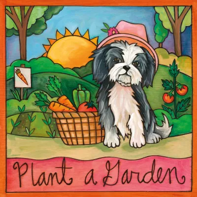 Shih Tzu Dog Wall Plaque 9x9 | "Coco" | Plant a Garden