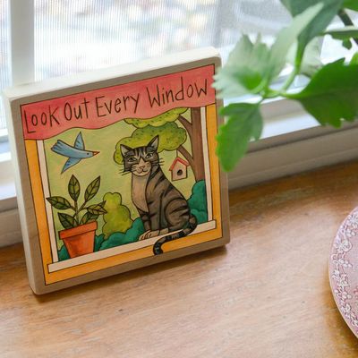 Tabby Cat Wall Plaque 9x9 | "Chandler" | Look Out Every Window