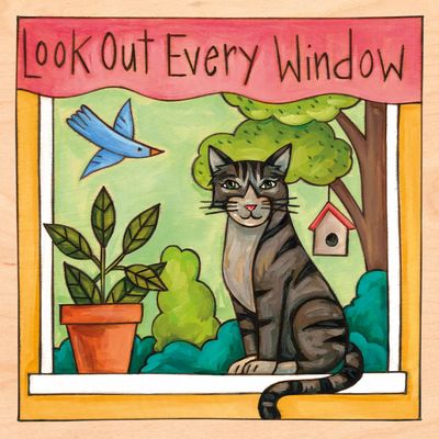 Tabby Cat Wall Plaque 9x9 | "Chandler" | Look Out Every Window