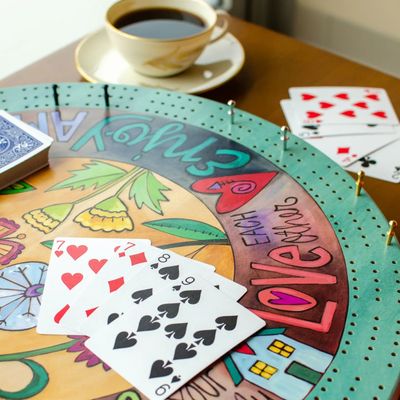 Wood Cribbage Lazy Susan | "Double Run of Fun"