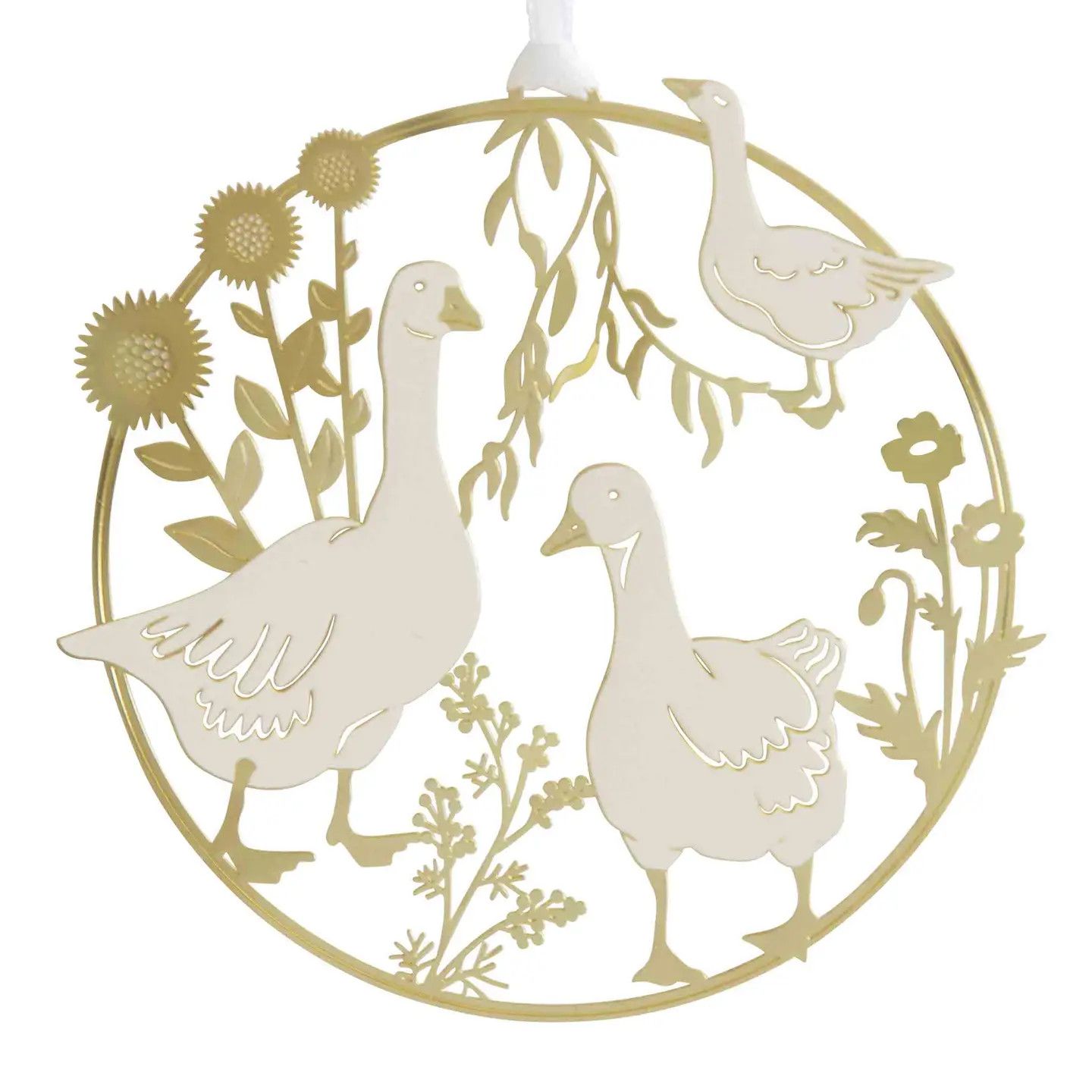 Garden Geese Metal Ornament