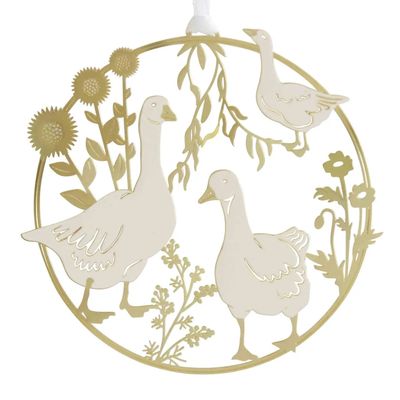 Garden Geese Metal Ornament