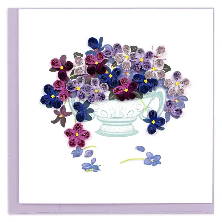 Quilled Violet Bouquet Greeting Card