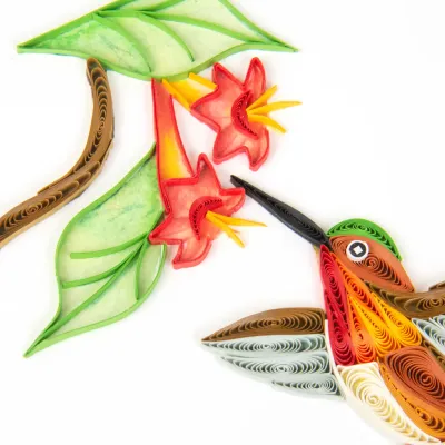 Quilled Rufous Hummingbird Greeting Card